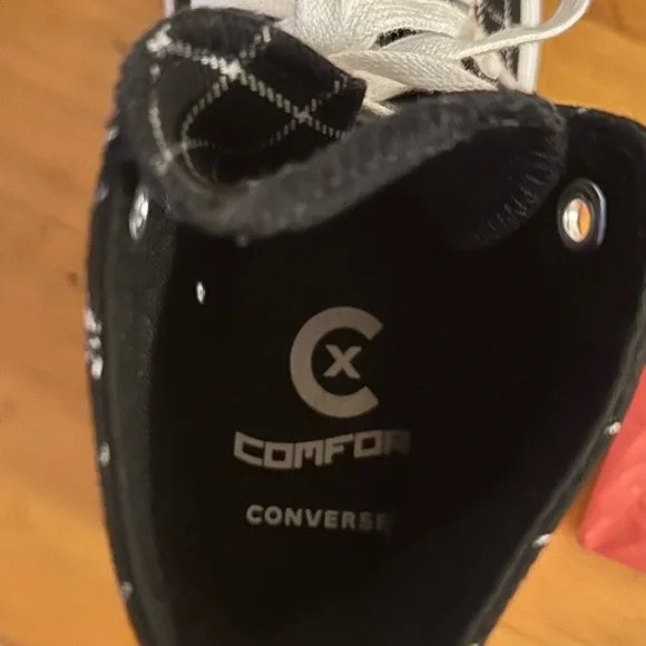 Converse Women's Black & White Plaid High-Top Platform Sneakers - Picture 6 of 8